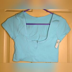 NWT Aerie • Seamless Ring Cap Sleeve Bra Top • Large